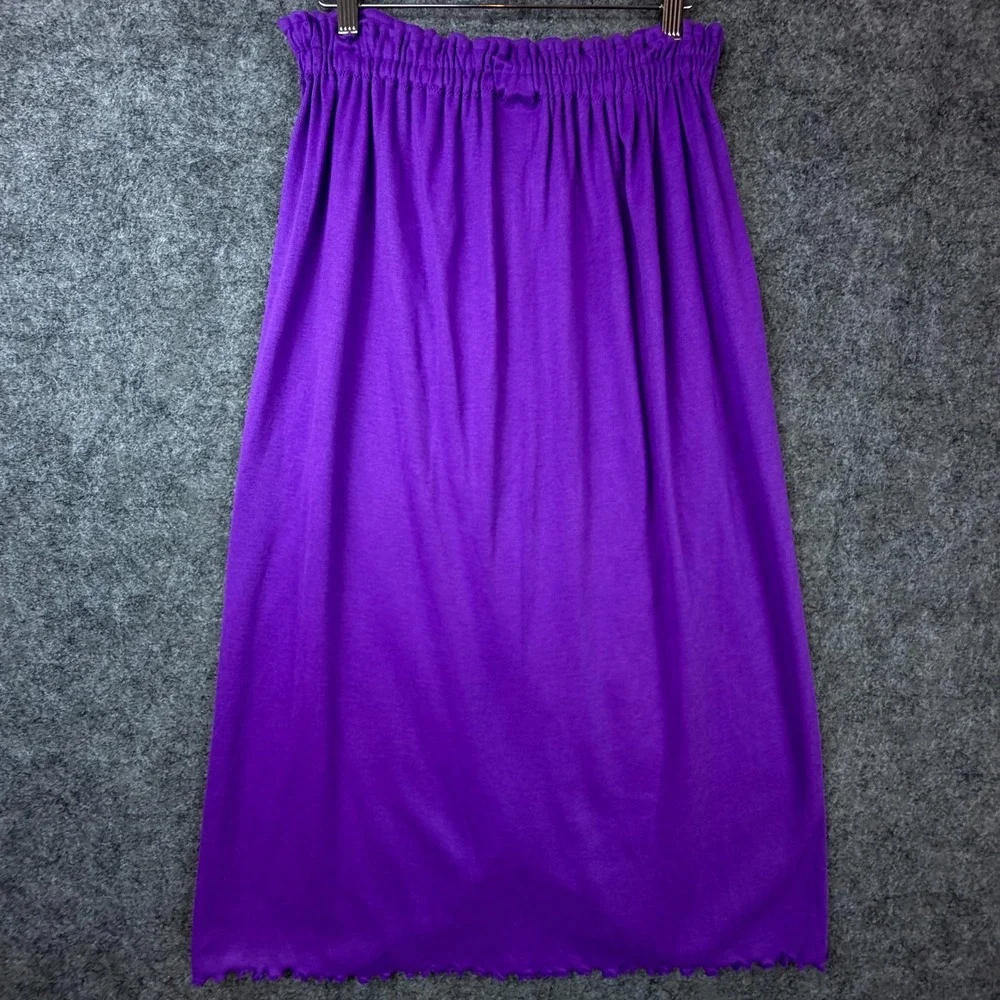 Vintage Hold Everything Faux Wrap Midi Skirt Womens Purple Acrylic Elastic Waist